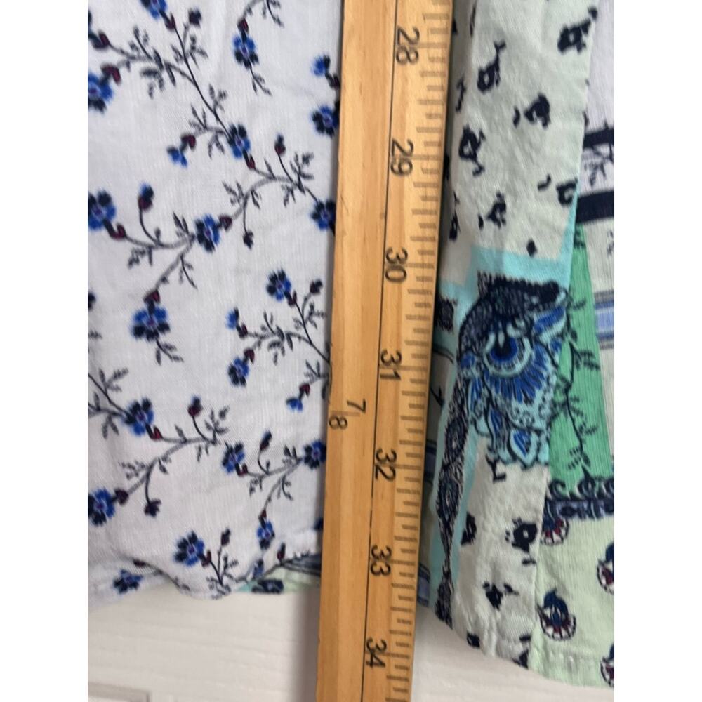 Loft Patchwork Ditsy Floral Mini Dress 8 Front Twist Cutout Blue Spring Coastal - Picture 10 of 11